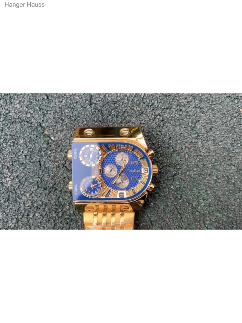 Men's Luxury Rectangular Quartz Watch Multi-Time Zone Luminous Waterproof